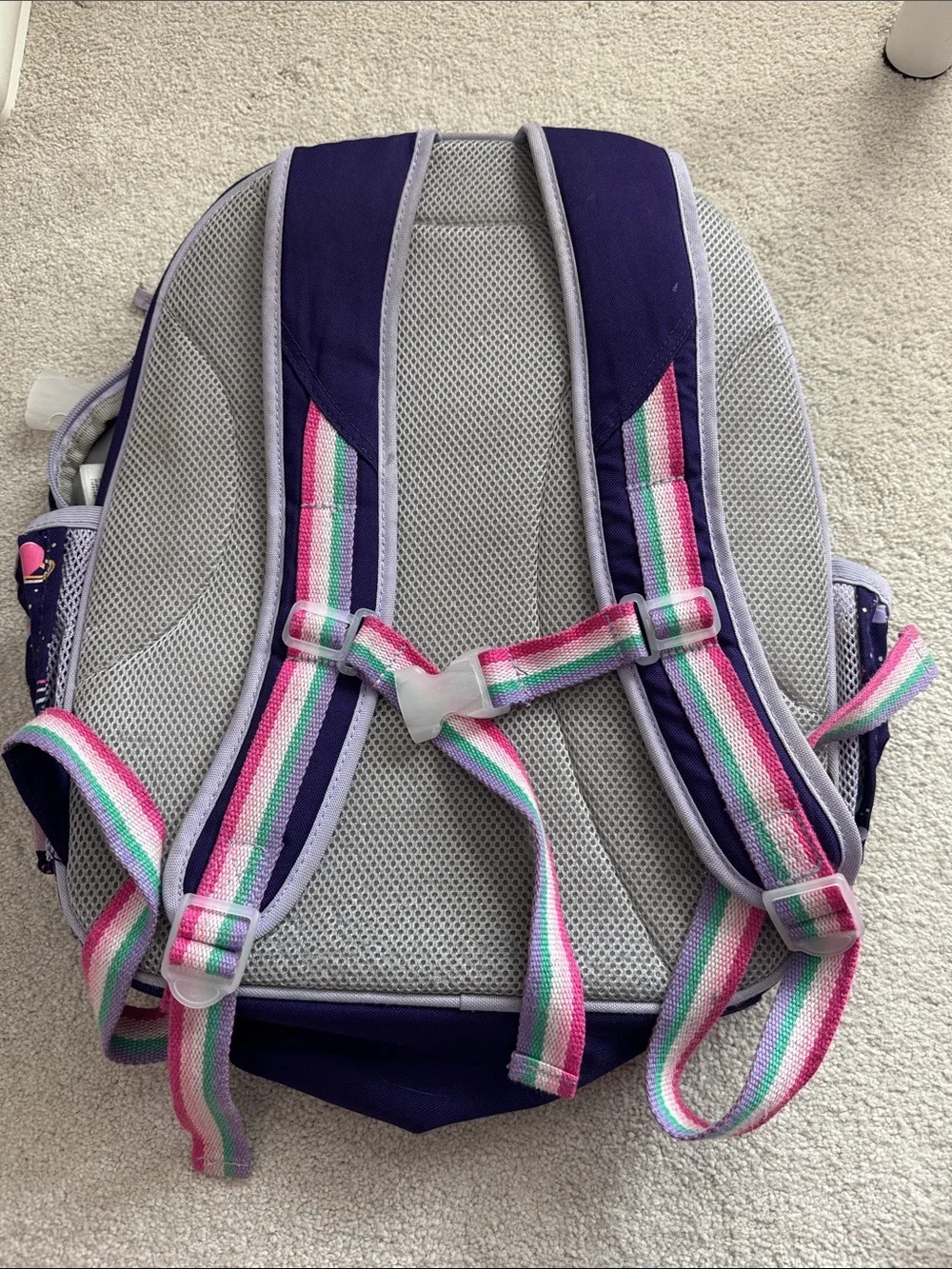 Pottery Barn Kids Purple Space Backpack with Rainbow Straps